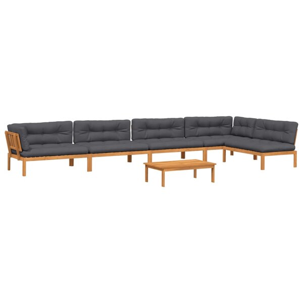 vidaXL Salon palette de jardin avec coussins 6Pièces bois d'acacia massif