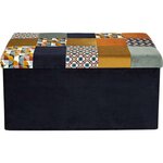Banc coffre noir pliable couvercle à motifs