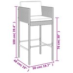 vidaXL Ensemble de bar de jardin 9 Pièces avec coussins gris poly rotin