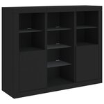 vidaXL Buffets avec lumières LED 3 Pièces noir bois d'ingénierie