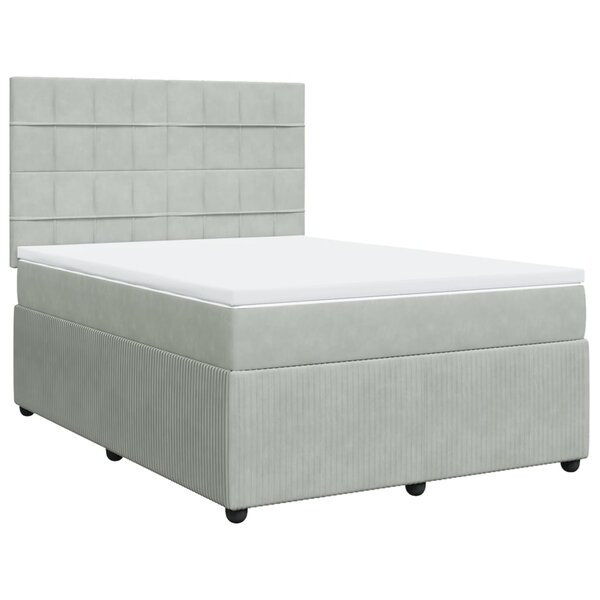 vidaXL Sommier à lattes de lit et matelas Gris clair 160x200cm Velours