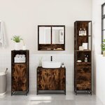 vidaXL Ensemble de meubles de salle de bain 3 Pièces Chêne fumé