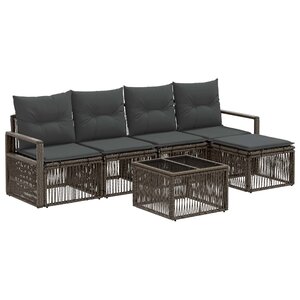 vidaXL Ensemble de canapé de jardin 6 pc Gris polyrotin