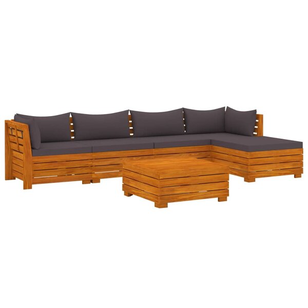 vidaXL Salon de jardin 6 Pièces avec coussins Bois d'acacia solide
