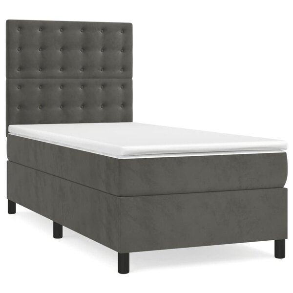 vidaXL Sommier à lattes de lit et matelas Gris foncé 90x190 cm Velours