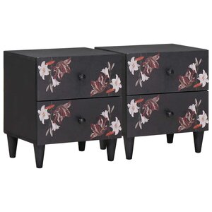 vidaXL Table de chevet avec tiroir 2 Pièces Marron 40 x 33 5 x 46 cm
