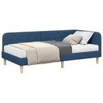 vidaXL Cadre de lit d'angle Bleu 100 x 200 cm tissu