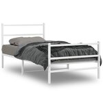 vidaXL Cadre de lit métal sans matelas et pied de lit blanc 100x190 cm