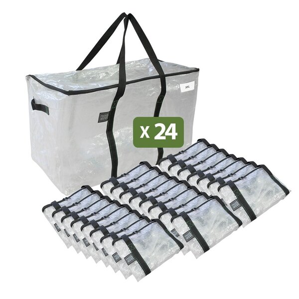 Pack and Move - Lot 24 Grands Sacs Déménagement Transparent Recyclé - Rangement Et Transport Ultra Résistant - Réutilisable - Poignées Solides - 100L