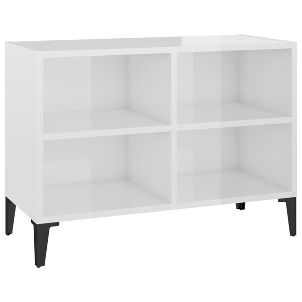 vidaXL Meuble TV avec pieds en métal Blanc brillant 69 5x30x50 cm
