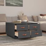 vidaXL Table basse Gris 80x80x45 cm Bois massif de pin