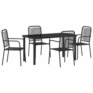 vidaXL Ensemble de salle à manger pour jardin 5 Pièces Noir