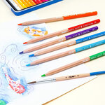 Crayons de couleur aquarellables mine épaisse Boite métallique 36 pièces + pinceau