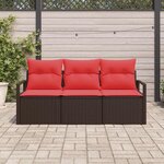 vidaXL Ensemble de Canapés 3 Pièces Marron polyrotin