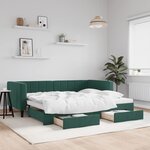 vidaXL Lit de jour avec gigogne et tiroirs vert foncé 80x200cm velours