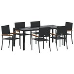 vidaXL Ensemble de jardin 7 pièces Noir Poly Rattan