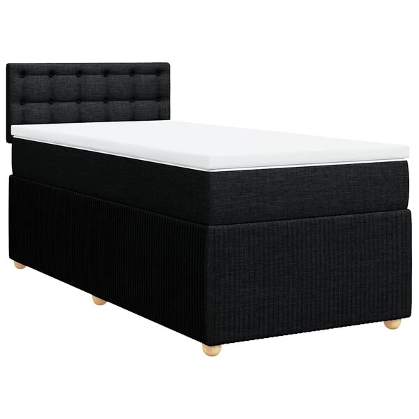 vidaXL Sommier à lattes de lit et matelas Noir 80x200 cm Tissu
