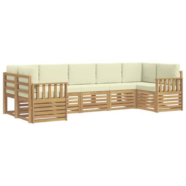 vidaXL Ensemble de canapés d'extérieur 6 Pièces Blanc et Crème