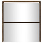 vidaXL Armoire à chaussures miroir à 2 niveaux Chêne fumé 63x17x67 cm