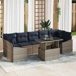 vidaXL Ensemble de canapé de jardin 8 Pièces Gris Poly rotin