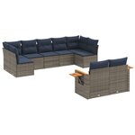 vidaXL Salon de jardin 9 Pièces avec coussins gris résine tressée