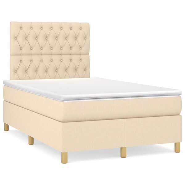 vidaXL Sommier à lattes de lit avec matelas Crème 120x200 cm Tissu