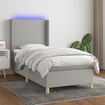 vidaXL Sommier à lattes de lit matelas LED Gris clair 90x200cm Tissu
