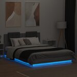 vidaXL Cadre de lit tête de lit et lumières LED sonoma gris 120x200 cm