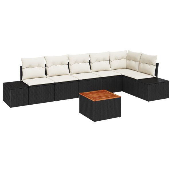 vidaXL Ensemble de canapés de jardin 7 Pièces Noir  blanc