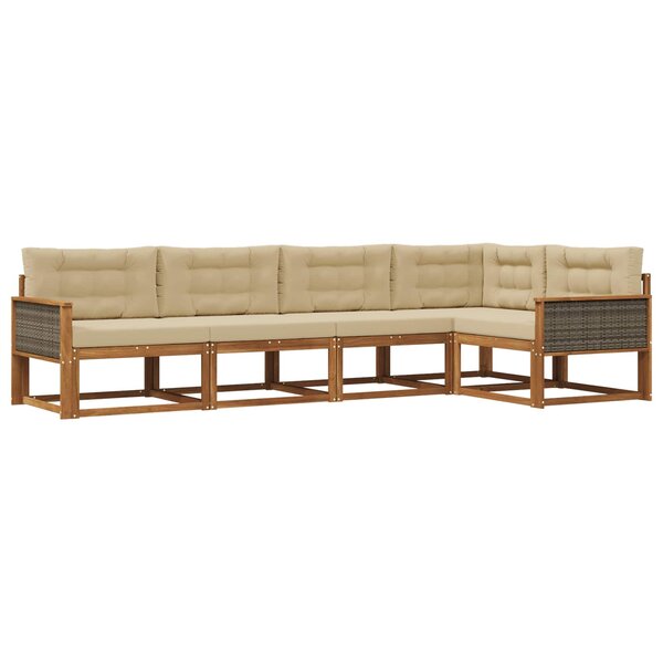 vidaXL Ensemble de canapés d'extérieur 5 pc Naturel et Beige