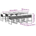 vidaXL Ensemble à manger de jardin et coussins 9 Pièces beige Poly rotin