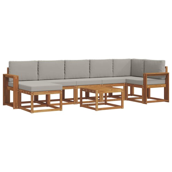vidaXL Ensemble de canapés d'extérieur 8 Pièces Gris Naturel et Clair