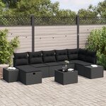 vidaXL Ensemble de canapé de jardin 8 Pièces Noir 55 x 62 x 69 cm