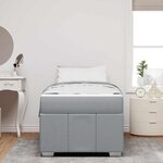 vidaXL Cadre de lit avec matelas Gris clair 100 x 200 cm tissu