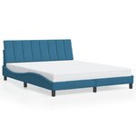 vidaXL Cadre de lit avec LED sans matelas Hanko bleu 160x200 cm velours