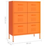 vidaXL Armoire à tiroirs Orange 80x35x101 5 cm Acier
