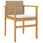 vidaXL Chaises de jardin coussins lot de 2 beige résine tressée bois