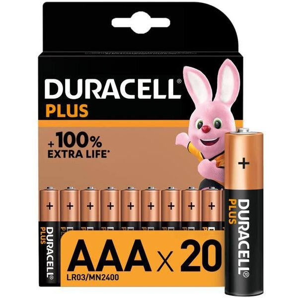 Duracell - NOUVEAU Piles alcalines AAA Plus, 1.5 V LR03 MN2400, paquet de 20