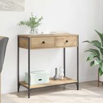 vidaXL Table console avec tiroir Chêne artisanal 75 x 34 5 x 75 cm