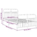 vidaXL Cadre de lit métal sans matelas et pied de lit blanc 120x190 cm