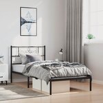 vidaXL Cadre de lit métal sans matelas avec tête de lit noir 100x200cm