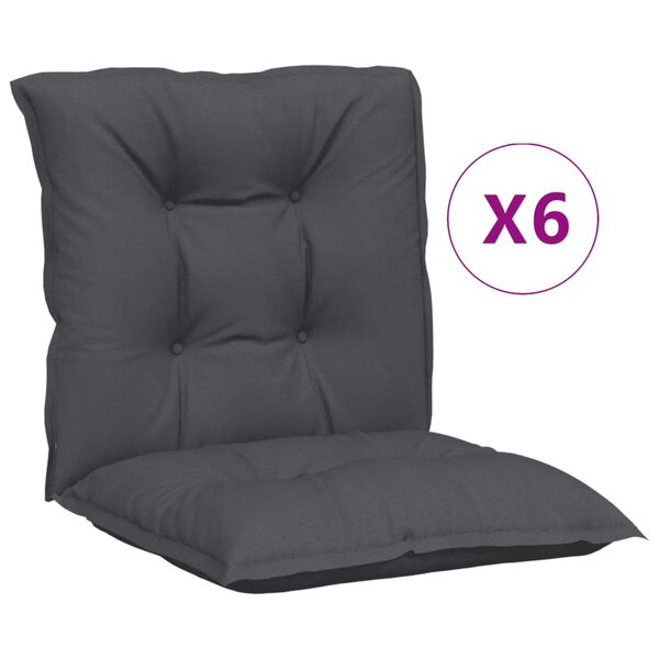 vidaXL Coussins de chaise de jardin à dossier bas lot de 6 anthracite