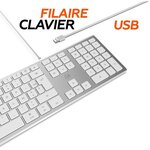 MOBILITY LAB ML304304 – Clavier Design Touch Filaire avec 2 USB pour Mac – AZERTY – Blanc et argenté