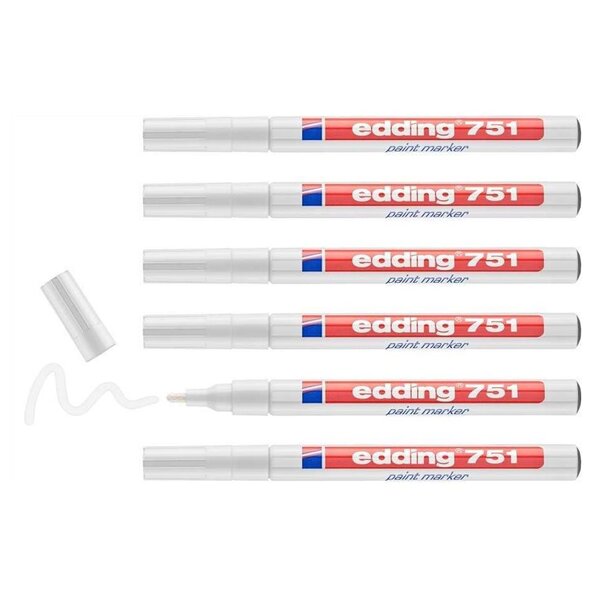 Marqueur Peinture 751 Blanc Pointe Ronde 1-2 mm x 6 EDDING