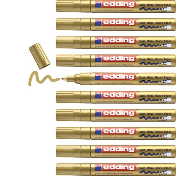 Marqueur Peinture Brillante 750 Or Pointe Ronde 2-4 mm x 10 EDDING