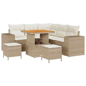 vidaXL Ensemble de canapé de jardin 8 Pièces Beige et crème polyrotin
