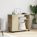 vidaXL Table d'appoint avec roues Chêne sonoma bois d'ingénierie