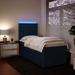 vidaXL Sommier à lattes de lit avec matelas bleu 90x190 cm velours