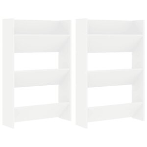 vidaXL Armoires à chaussures murales 2 Pièces Blanc 60x18x90 cm Aggloméré