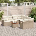 vidaXL Ensemble de canapé de jardin 9 Pièces Beige Poly rotin